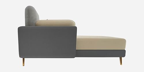 Image of Sixpine Luxury Dual Color Upholstery Lounger RHS Sofa in Premium Velvet | Solid Wood Structure | Sturdy Golden Legs | High Density Foam | Extra Comfort for Modern Living Room (Grey & Beige, 4 Seater)