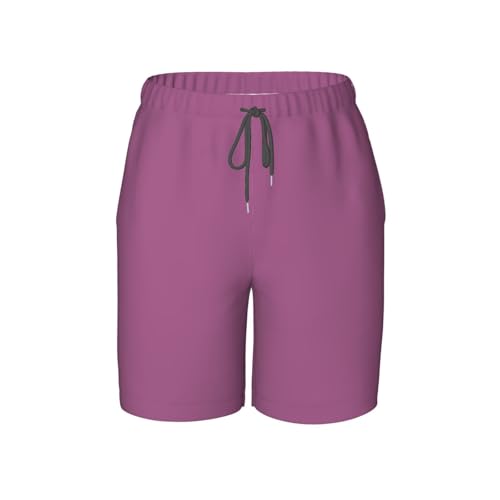 Solid Color Grape red Youth Beach Pants, Soft and Breathable, with Drawstring Waist, Suitable for Sports and Leisure.