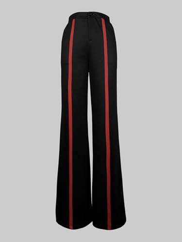 UOOZEE Women's Striped High Waist Wide Leg Pants with Pockets Loose Casual Trousers Business Work Pants3