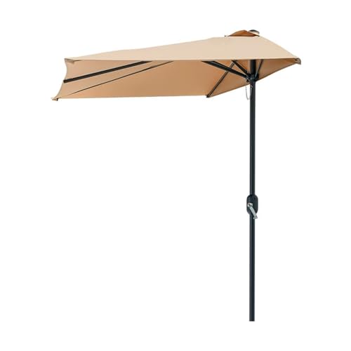 Media Sombrilla de Jardín 230cm Rectangular, Parasol Balcón con 5 Varillas Resistentes y Manivela Suave para Piscinas/Exterior/Terrazas