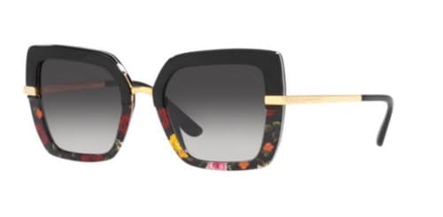Dolce & Gabbana DG4373-34008G Sunglasses Black ON Winter Flowers Print w/Grey Gradient Black 52mm
