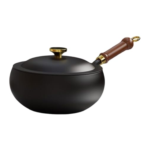 Wok antiadherente de hierro fundido con tapa