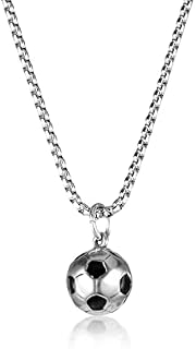 Football Necklace Stainless Steel Necklace Chain Soccer Chain Necklace Boys Necklace Football Gifts for Girls Pendant Necklace Silver Unisex Jewelry with Chain for Soccer Lovers Soccer Team Gift