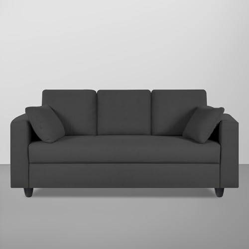 Image of Casaliving Vitserk 3 Seater Sofa Set for Living Room (Black Colour) Premium Fabric Sofa