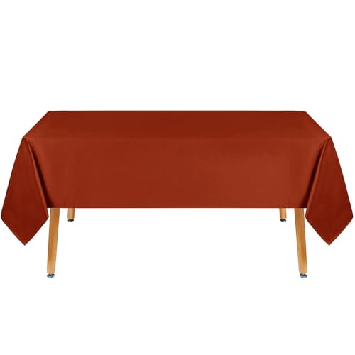 Image of Obstal Rust Rectangle Table Cloth, 52 x 70 Inch | Heavy Duty Water Resistance Polyester Tablecloth, Decorative Fabric Table Cover for Outdoor and Indoor Use