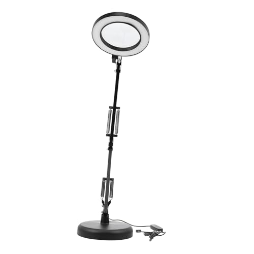 ANDRESLAD Lámpara LED con Lupa para Escritorio Luz Protectora para Ojos Recargable por USB para Manicura Tatuajes y Estudio Diseño Negro
