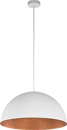 Suspension blanche mate cuivre Ø 70 cm ronde moderne élégante hauteur réglable loft industriel lampe suspendue salon