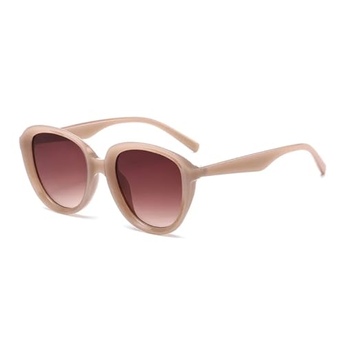 Lunettes de soleil œil de chat rétro marron dégradé café avec rivets punk