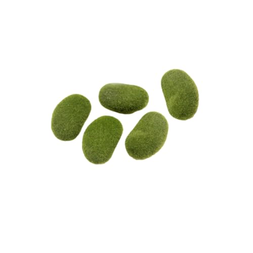 jojofuny 5 Piezas Piedras Artificiales de Musgo Imitación Bolas Decorativas Verdes para Jardín Interior Terrarios y Miniaturas Piedra Realista para Manualidades