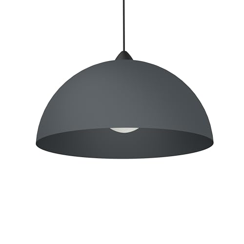 L+ Lampadario a Sospensione Moderno | Lampada Industriale Mezza Sfera in Metallo Made in Italy | Design Elegante per Soggiorno, Cucina, Camera da Letto (Grigio Antracite, 40cm, E27)