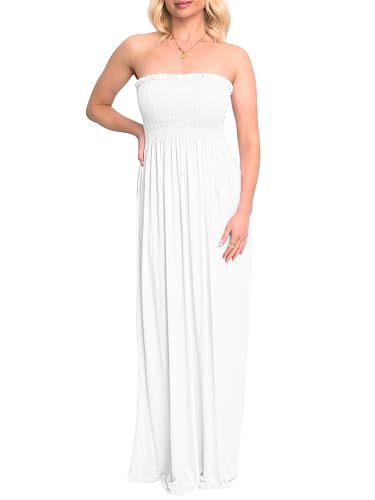 Love My Fashions® Maxi Dresses for Women UK Ladies Off Shoulder Casual Summer Dress Beach Holiday Travel Maternity Dress White