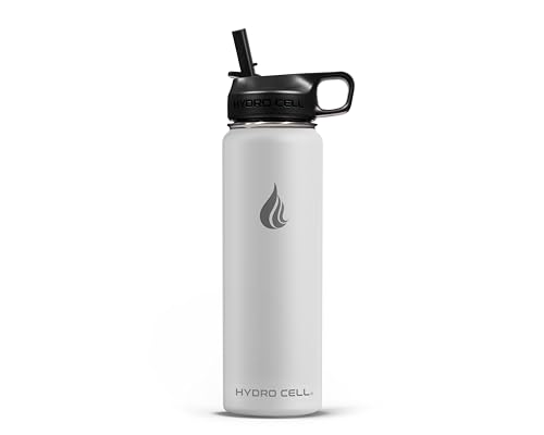 Image of HYDRO CELL Stainless Steel Insulated Water Bottle with Straw - For Cold & Hot Drinks - Metal Vacuum Flask with Screw Cap and Modern Leakproof Sport Thermos for Adults (Frost 24oz)