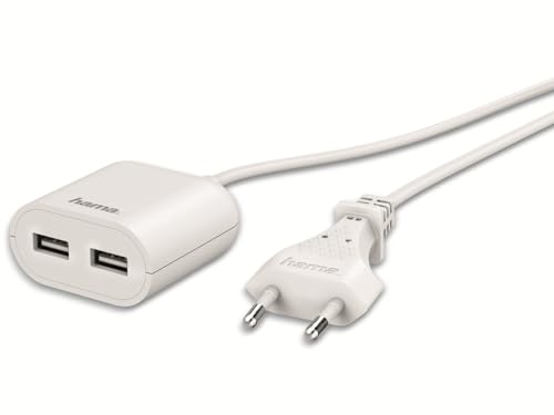 Hama Bloc Secteur USB avec Câble 1,9m – 2 Ports USB-A 2,4A pour Recharge Simultanée de Smartphone, Tablette et Accessoires, Compact et Pratique au...