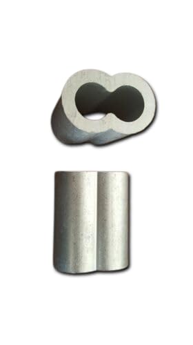 Aluminum Sleeves Crimping Loop Sleeve Wire Rope Double Barrel Wire Ferrules Clip Fittings Cable Crimps Cable Sleeves: 1/32”, 3/64”, 1/16”, 3/32”, 1/8”, 5/32”, 3/16”, 1/4”, 5/16”, 3/8” (50, 3/8