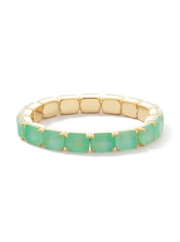Sorrelli Green Mint Delite Emerald Cut Stretch Bracelet, 7 Inches Long, Bright Gold-tone