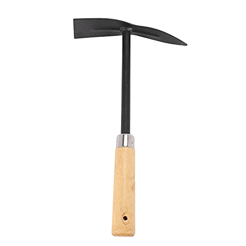 Ronlok - Herramienta de jardinería de metal con mango de madera, azada para cavar, color negro