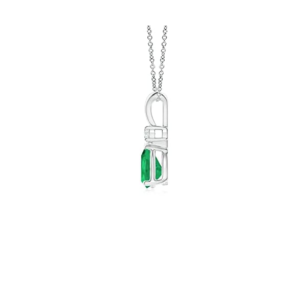 Angara Natural Emerald Solitaire Pendant for Women | Prong-Set Emerald Teardrop V-Bale Pendant with Diamond in 14K Solid Gold/Silver/Platinum | May Birthday, Anniversary, Gemstone Jewellery Gift - Image 3