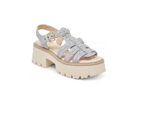 Dolce Vita Women's LATICE Platform Fisherman Sandals, Light Blue Knit, Chunky Lug Sole - Main Image