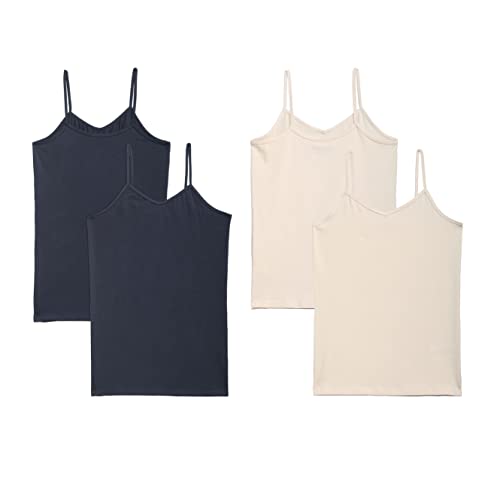 Organic Cotton Stretch Cami, Girls Tank Top (4-Pack) | Girls Undershirt Tank Top (Size 4-16) | (Made in Egypt)3