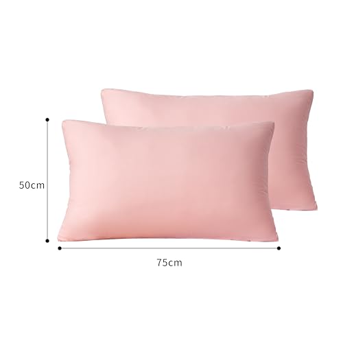 Warm 2 x Zippered Housewife Pillowcases Brushed Microfiber Bedroom (50X75) CM Pillowcase Covers Pink