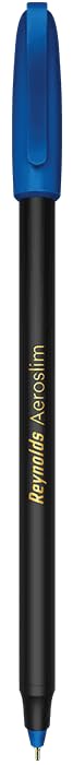 Aeroslim Ballpoint Pens, BLUE, Fine Point (0.7mm), Pack of 10, Fine Writing, School Office Home Business Everyday Ball Pens, iZOFAX Black Ball Pen