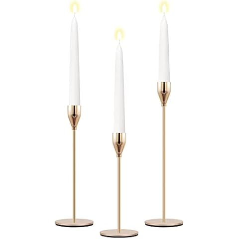 Gold Candle Holders Set of 3 for Dining Cover