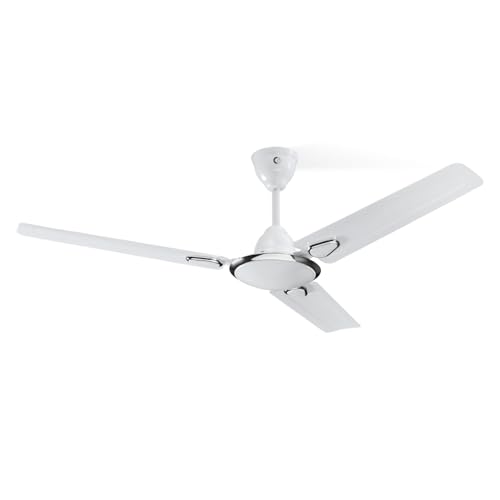Image of CG Hansair | Decorative High-Speed 1200mm Ceiling Fan | 100% Copper Motor | 2-Year Warranty | Double Ball Bearing | Metallic White Silver