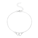 Pulsera para pareja, varios cuarzo, joyas, cadena tobillera para mujeres, verano, pies, sandalias para mujer, tobillo, pulseras, playa, joyas, regalo creativo con muñeca para hombre y mujer (plata