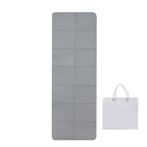 Esterilla de yoga plegable, 6 mm de grosor, esterilla de fitness para exteriores, antideslizante, plegable, con bolsa de almacenamiento, para viajes, picnic, estudio, entrenamiento en casa