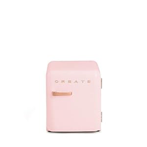 CREATE / RETRO FRIDGE 50 ROSE GOLD/koelkast roze pastel handvat roségoud/minibar, zonder vriesvak, 50 cm