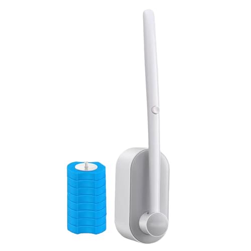 Juego de cepillos de inodoro, cepillo de inodoro con soporte - Juego de cepillos de inodoro con diseño ergonómico - Cerdas 8 recargas de fregador de inodoro Cepillo compacto para limpiar