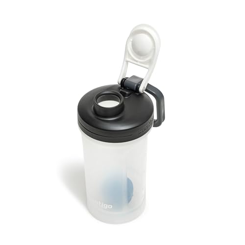 Contigo Shake & Go 2.0 Protein Shaker Bottle with Mixer Ball | Large BPA Free Blender | Ideal for Protein Powder, Nutrition Shakes or Smoothies |Leak Proof Shake Sports Bottle | Salt | 590 ml