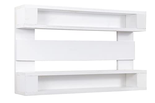 ESTANTERIA DE Pared Vintage-Rustico DE PALETS con 4 BALDAS (Blanco)