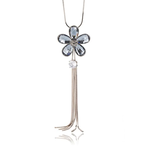 Collier long floral pour homme et femme avec pendentif gland style pull