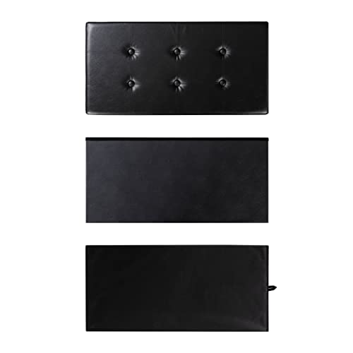 Otto & Ben Folding Box Chest With Memory Foam Seat Tufted Faux Leather Trunk Bedroom Ottomans Bench Foot Rest Stool, 30 Inch, Black #TOP6