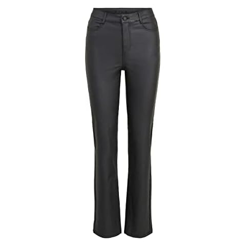 Vila Women's Faux Leather High Waisted Trousers Cover