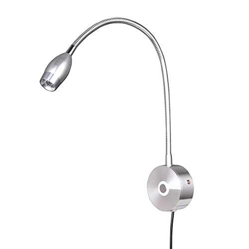 MEVZHH Luces de Pared, Cuello de Ganso Foco Atenuable 3W Llevó Enchufe en la Luz de la Pared con Interruptor Táctil, Lámpara de Lectura de Cabecera, Luces de Atenuación, Lámparas de Acento de Montaje