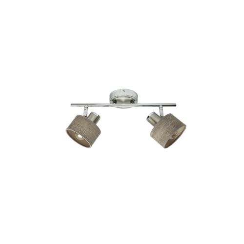 Lámpara de techo Nando en cromo-níquel y madera gris, con focos regulables que ofrecen una iluminación perfecta. Dimensiones: 16x36,5x10 cm, ideal para un estilo moderno.