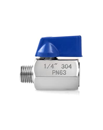 QWORK Mini Ball Valve, 4 Pack 1/4" NPT Female and Male Thread 304 Stainless Steel Shut-Off Valve