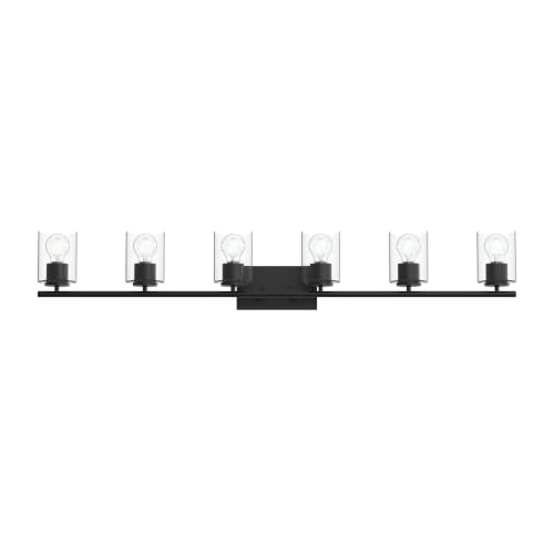 Image of Progress Lighting Replay 48 Inch 6-Light Vanity Light, Transitional, Black with Clear Glass Shades, (7.875 inch H x 48 inch W x 6 inch D), P300585-031