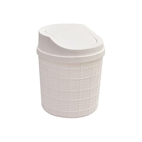 UYVI waste paper bin Trash Can Mini Plastic Garbage Can Swing Cover Desktop Garbage Bin Creative Exquisite Waste Paper Basket Storage Basket Best Lifestyle Items Cover