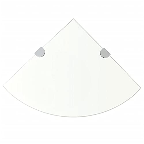 HUANGDANSP Étagère de Coin + Supports chromés Verre Transparent 25 x 25 cm Meubles Étagères Étagères murales corniches Cover