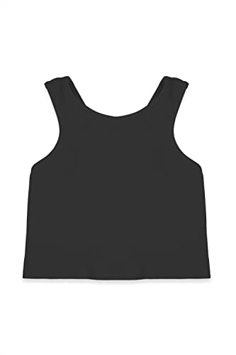Kurve Premium Girls Seamless Supersoft Sleeveless Crop Tank Top - Stretchy Bra, Uv Upf 50+ (Made In Usa), Black, 9 Years-14 Years #TOP1