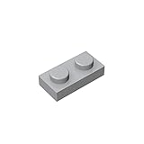 Classic Building Plate 1x2, 100 Piece Bulk Plates, Compatible with Lego Parts and Pieces 3023, Creative Play Set - 100% Compatible with All Major Brick Brands(Colour:Light Gray)