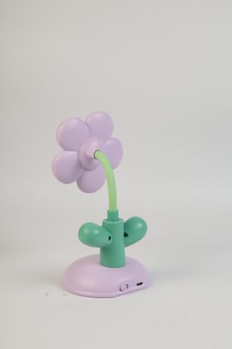 Image of Lexton 7.5 Inch Small Rechargeable Flower LED Table Lamp | Cute Kids Study Desk Lamp with USB Charging Port, Switch Control & Eye-Care Reading Light for Bedroom, Study Table & Bedside