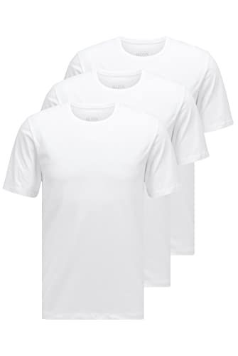 Boss 3-Pack Crew Neck Cotton Jersey T-Shirts Camiseta, Blanco Claro, Azul, Azul Marino, Negro Tierra, L Hombres