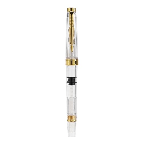 YiNLuax Pluma estilográfica transparente para negocios, escritura suave, práctica firma, suministros de oficina, caligrafía, fuente transparente, escritura suave, papelería para adolescentes