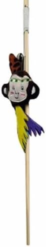 DARO Cat Dangler Interactive Teaser Toy, Plush Monkey, 38 cm Rod with String, Multicolour
