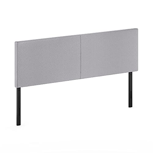 Image of Furinno Roanne Headboard King Size, Plain Upholstered Wooden Head Board, Bed Frame Mount, Easy Assembly, for Bedroom, Dorm, Light Grey