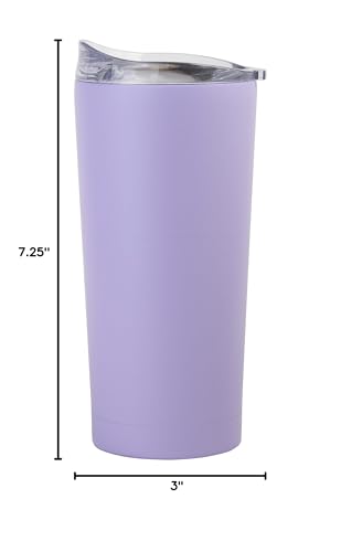Image of Logo Brands 20 oz Powder Coat Tumbler- Insulated Tumbler with Lid for Water, Iced Tea or Coffee, Smoothie and More